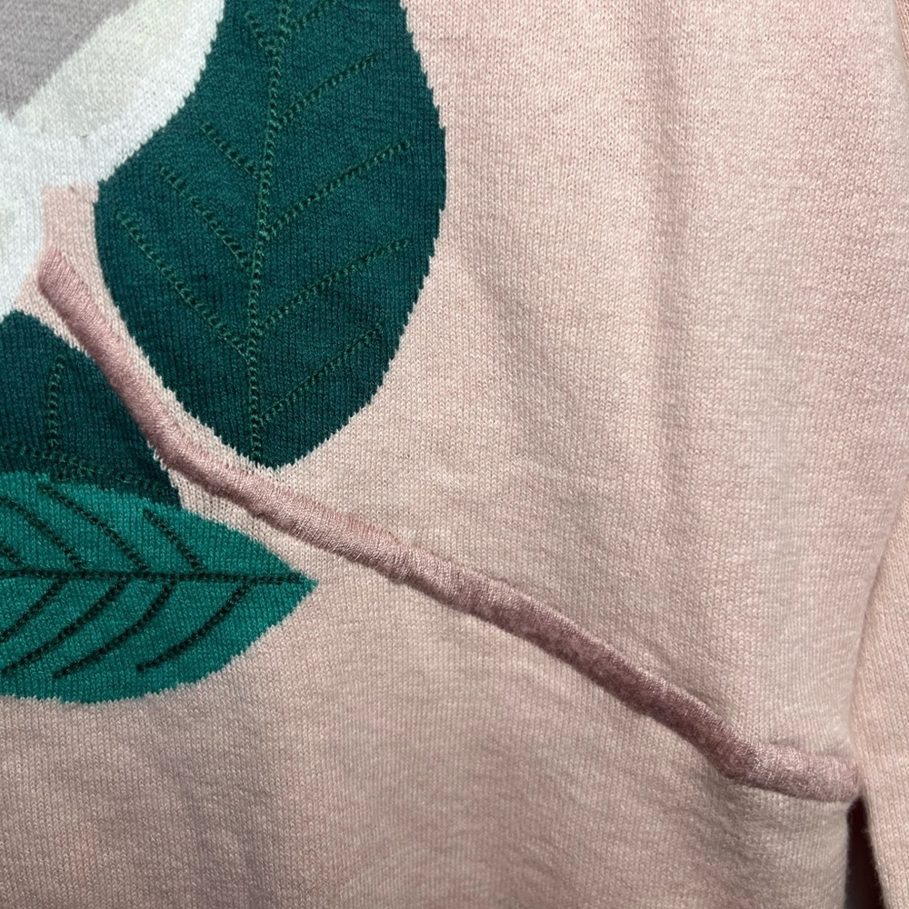 Kate Spade Cameo Pink Embroidered Floral Cotton/Cashmere Sweater, Size Small - Picture 8 of 11